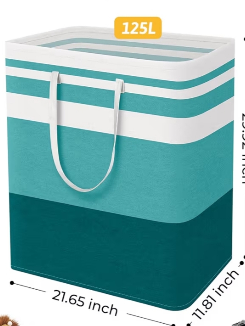 Striped Teal & White Large Laundry Tote - 125L Storage Organizer